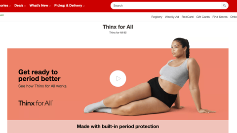 Target Thinx For All Promotional Page